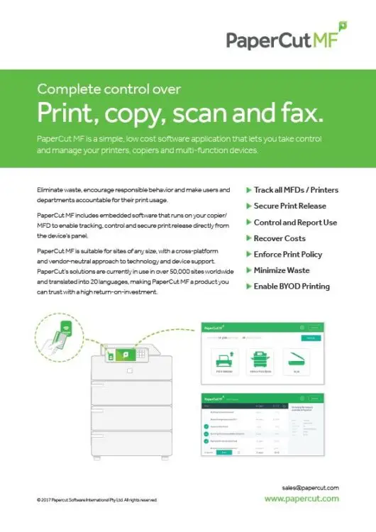 Papercut, Mf, Fact Sheet, Owens Business Machines