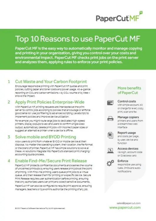 Top 10 Reasons, Papercut Mf, Owens Business Machines
